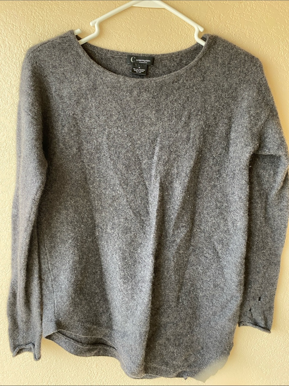 C by Bloomingdales Women's Heather Gray Scoop Neck Cashmere Sweater